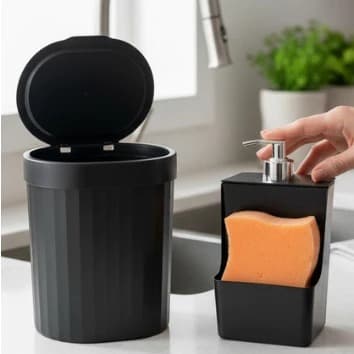 Kit Cozinha para Pia Porta detergente + Lixeira Pia 2,5L