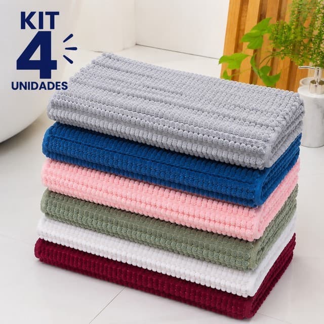 kit tapete bolinha banheiro microfibra box antiderrapante 4unidades macio alta absorção 38x58cm top.