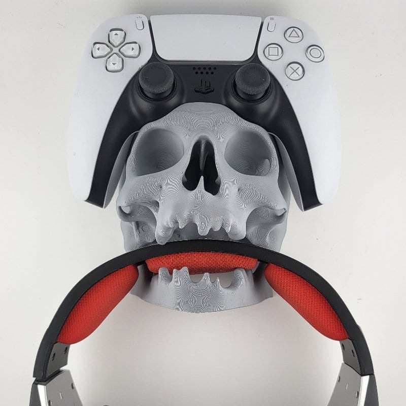 Suporte Parede Controle PS5 e Headset Crânio Design Exclusivo Decorativo