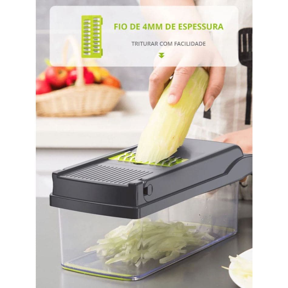 Cortador, Fatiador e Ralador Manual Multifuncional De Legumes e Alimentos (12 funções)