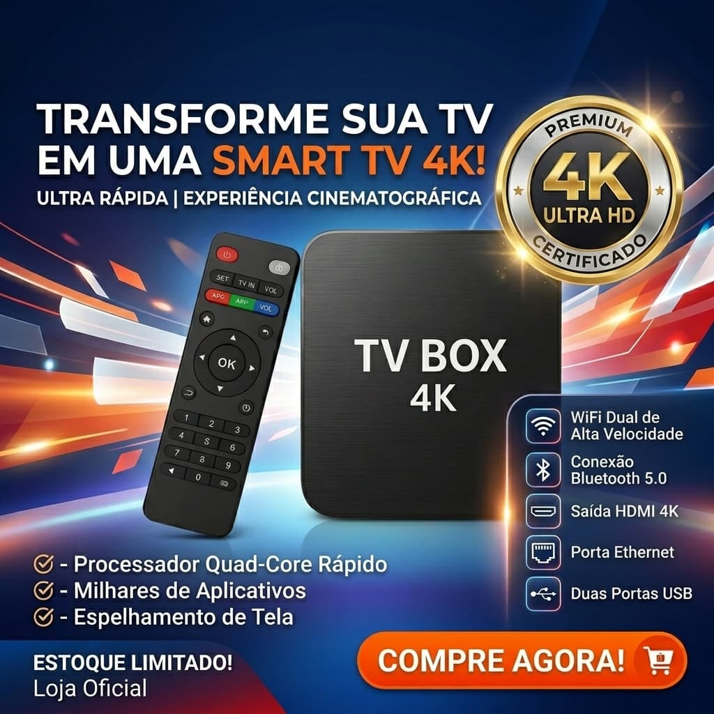 Adaptador e Conversor Smart Android 4K Ultra - Suporte 4K, Design Compacto, Instalação Simples