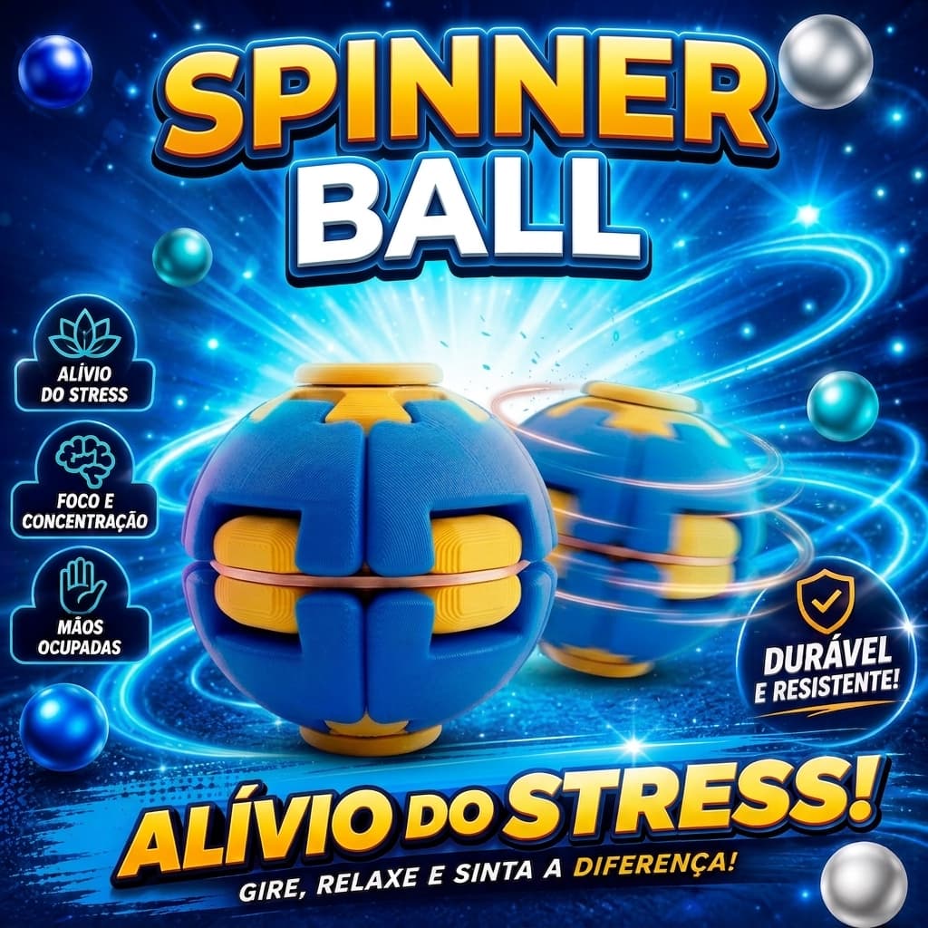 Spinner Ball Bolinha Giratória Fidget Toy Brinquedo Sensorial Antiestresse 3D Press to Spin