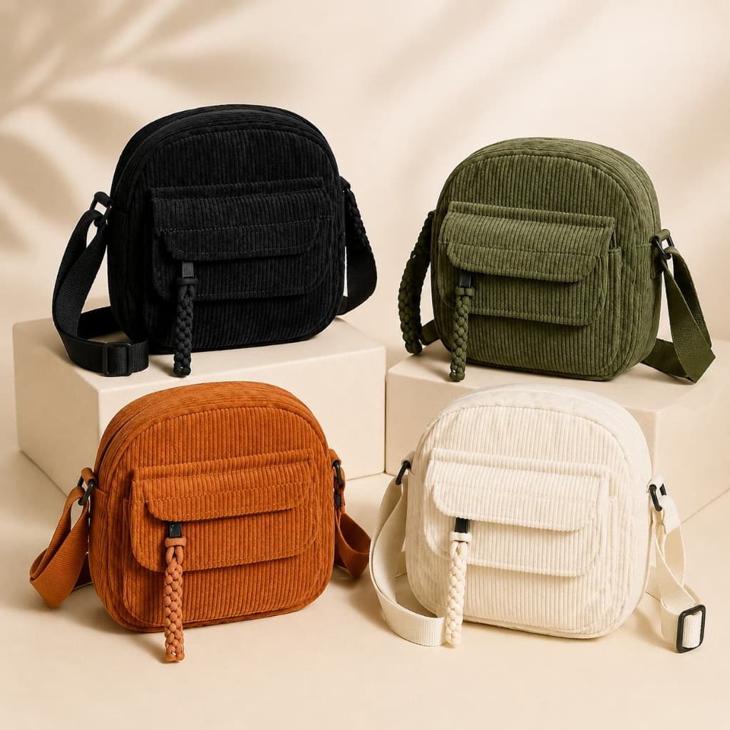 Bolsa Feminina Veludo Tiracolo Mensageiro Fashion Casual com Alça Ajustável