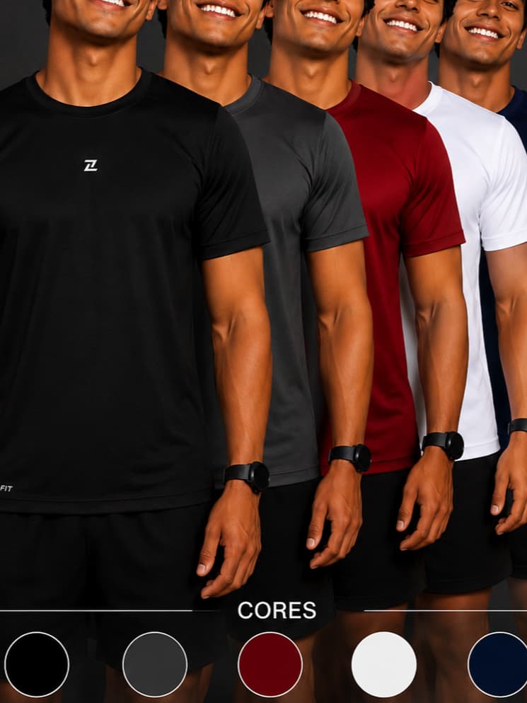 Kit 5 Camisetas Dry Fit Masculina - Casual - Treino - Academia - Esportes - Exercícios - Corrida