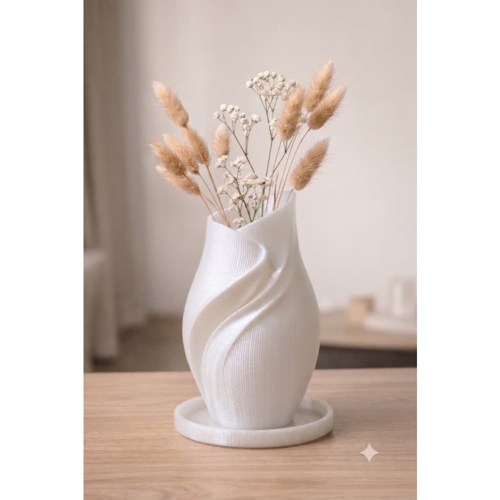 Vaso Curva Elegance | Vaso com Pratinho | Vaso Decorativo