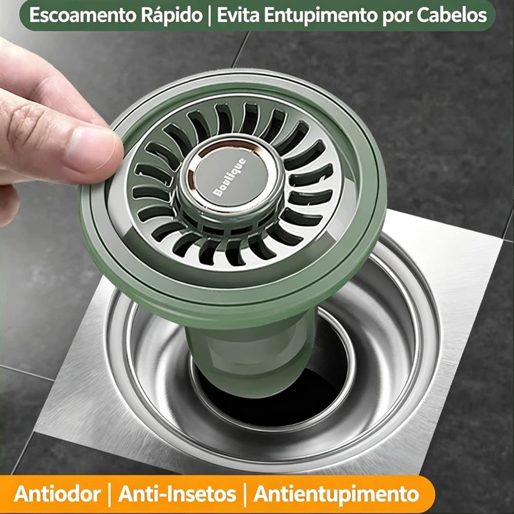 Válvula de Ralo Anti‑Odor Anti‑Barata, Escoamento Rápido Universal Redondo Quadrado, Vedação TPR Banheiro Cozinha