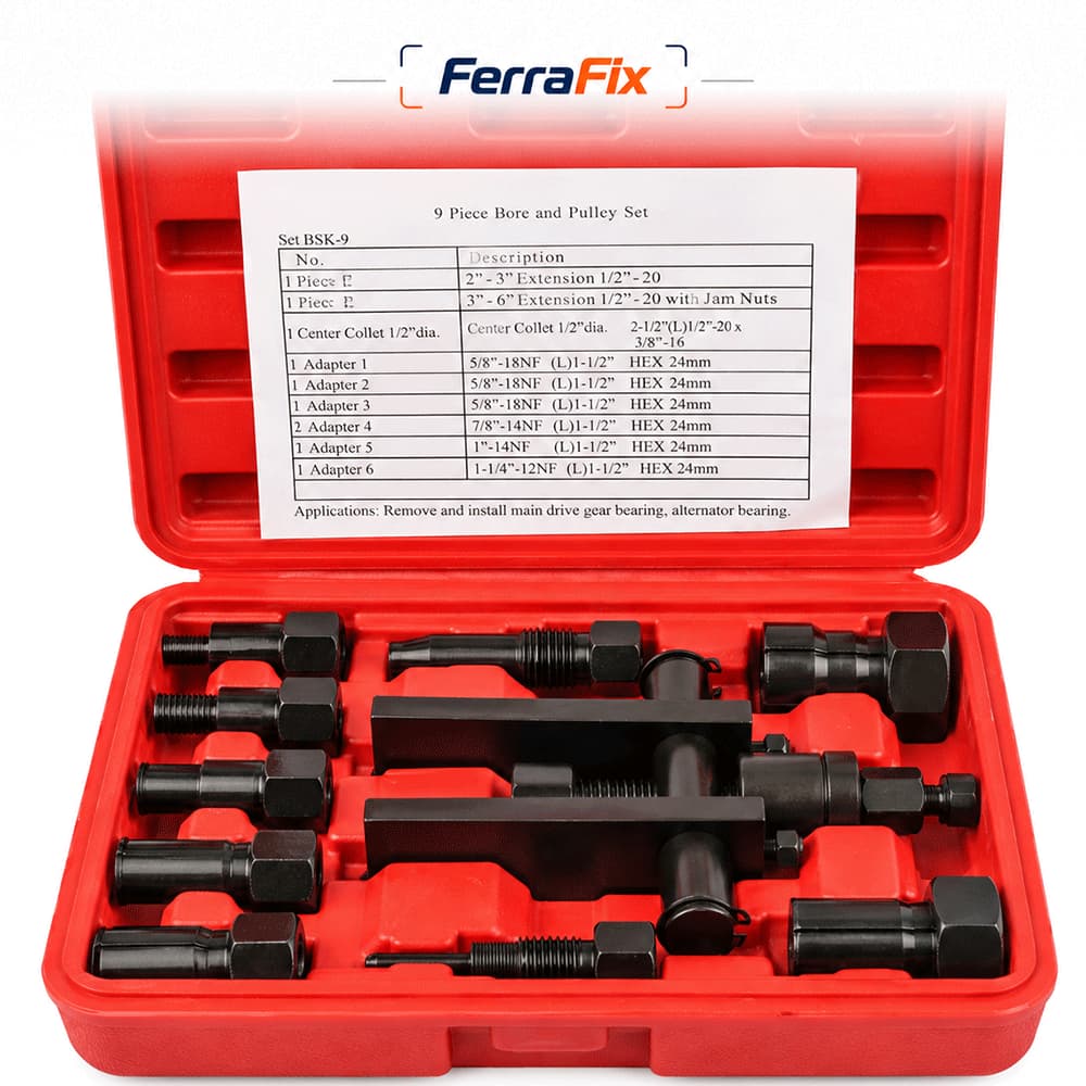 Saca Rolamento 2 Garras 10 Peças, Kit Extrator de Rolamento e Engrenagem para Manutenção Automotiva