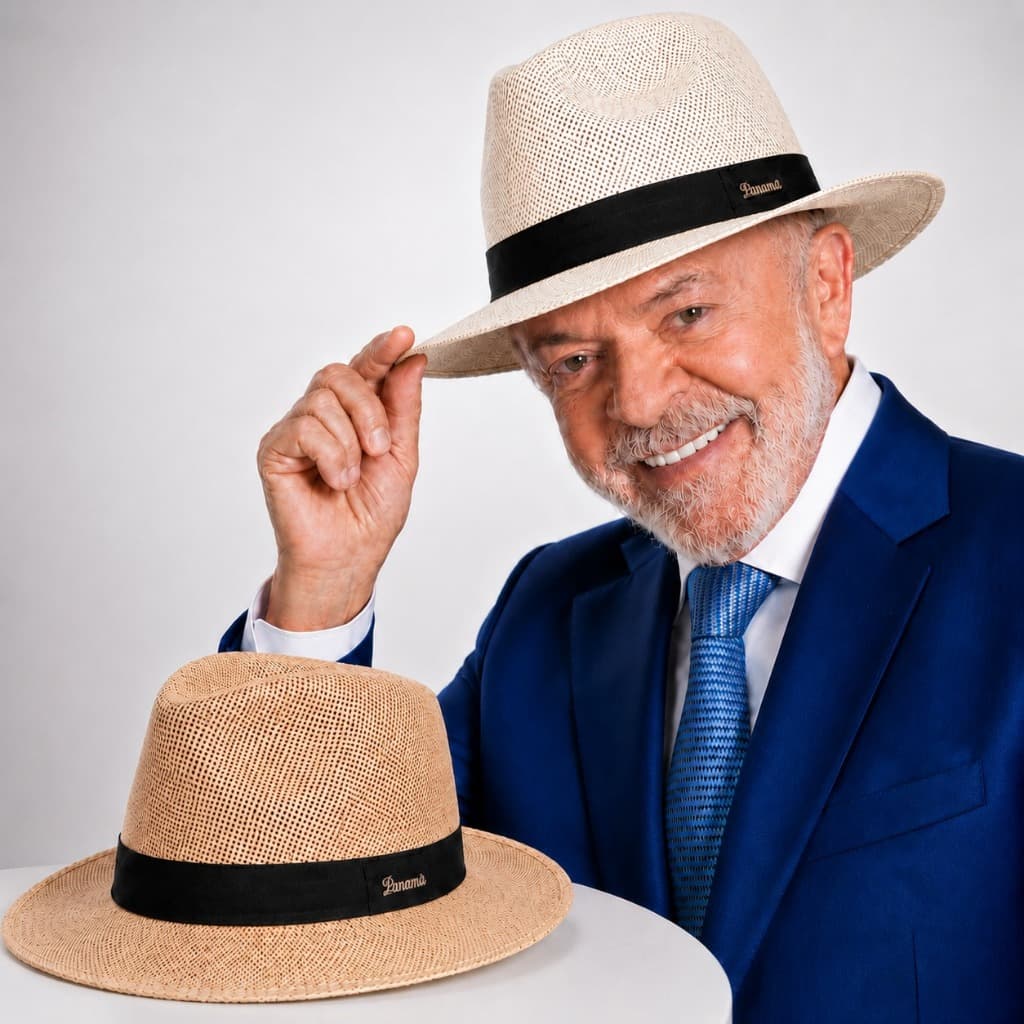 Chapéu Panamá Lula Fedora Aba Media Verão Praia Unissex 1103