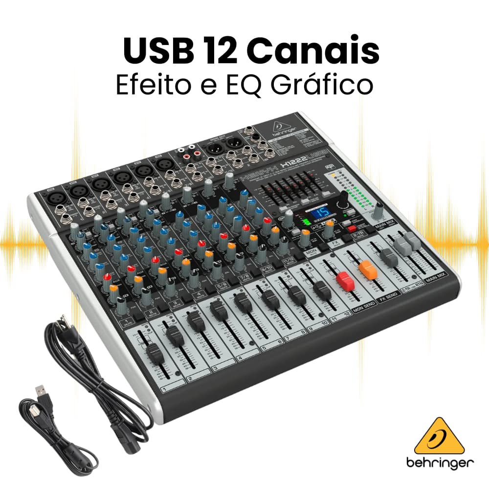 Mesa de Som Profissional Mesa de Som Behringer Xenyx X1222USB Mixer Som Console