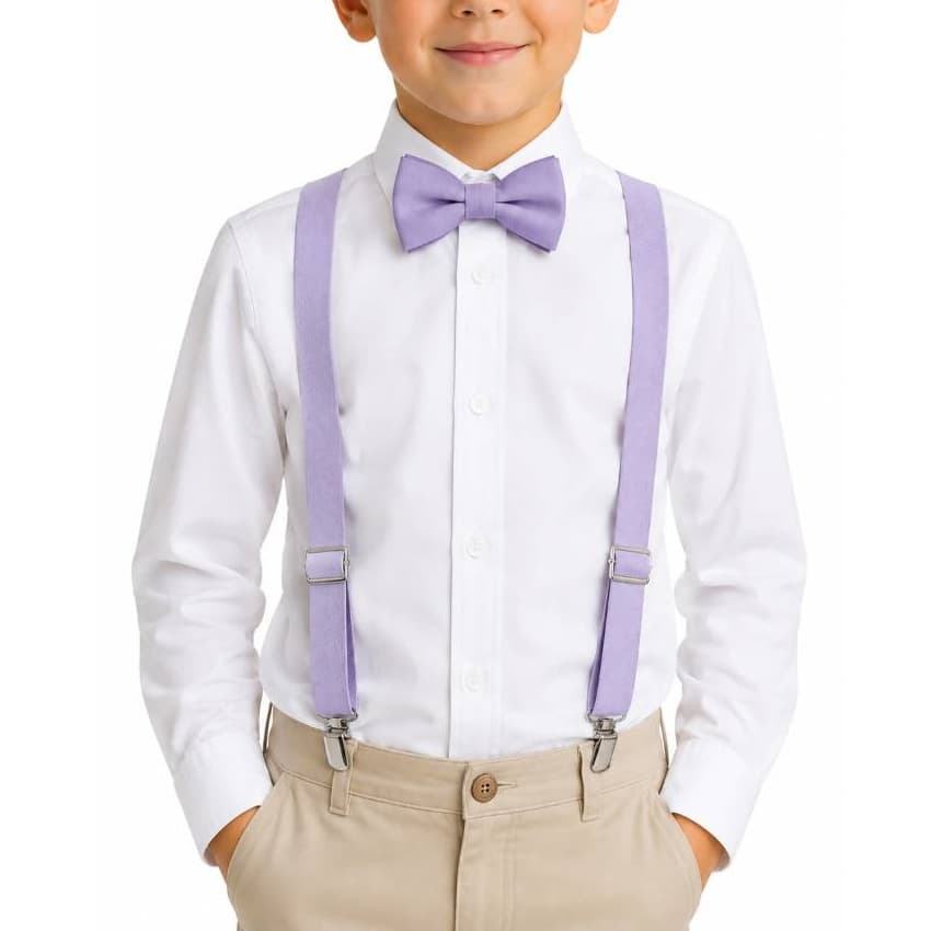 Kit Gravata e Suspensório Lilás Lavanda Juvenil