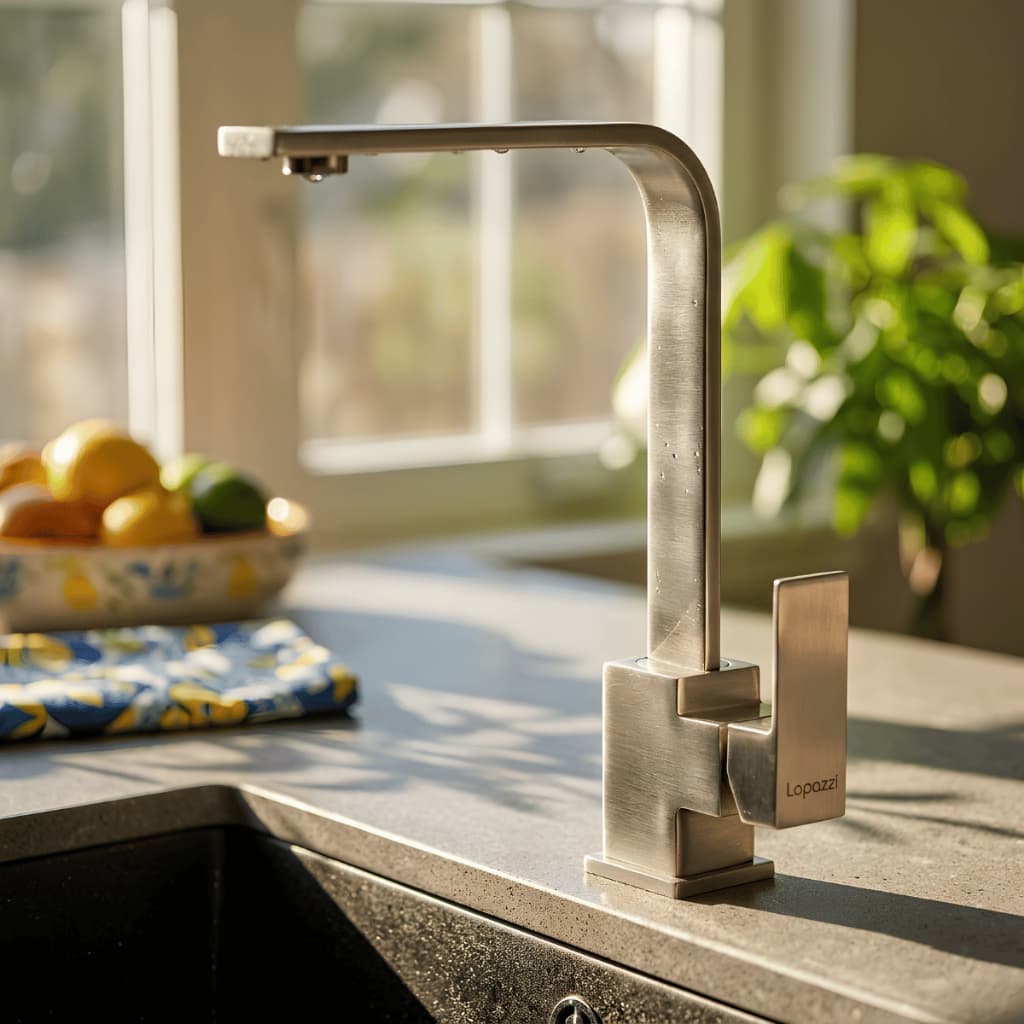 Torneira Gourmet Misturador Agua Quente E Fria Inox Escovado Gira 360° Pia De Cozinha E Banheiro