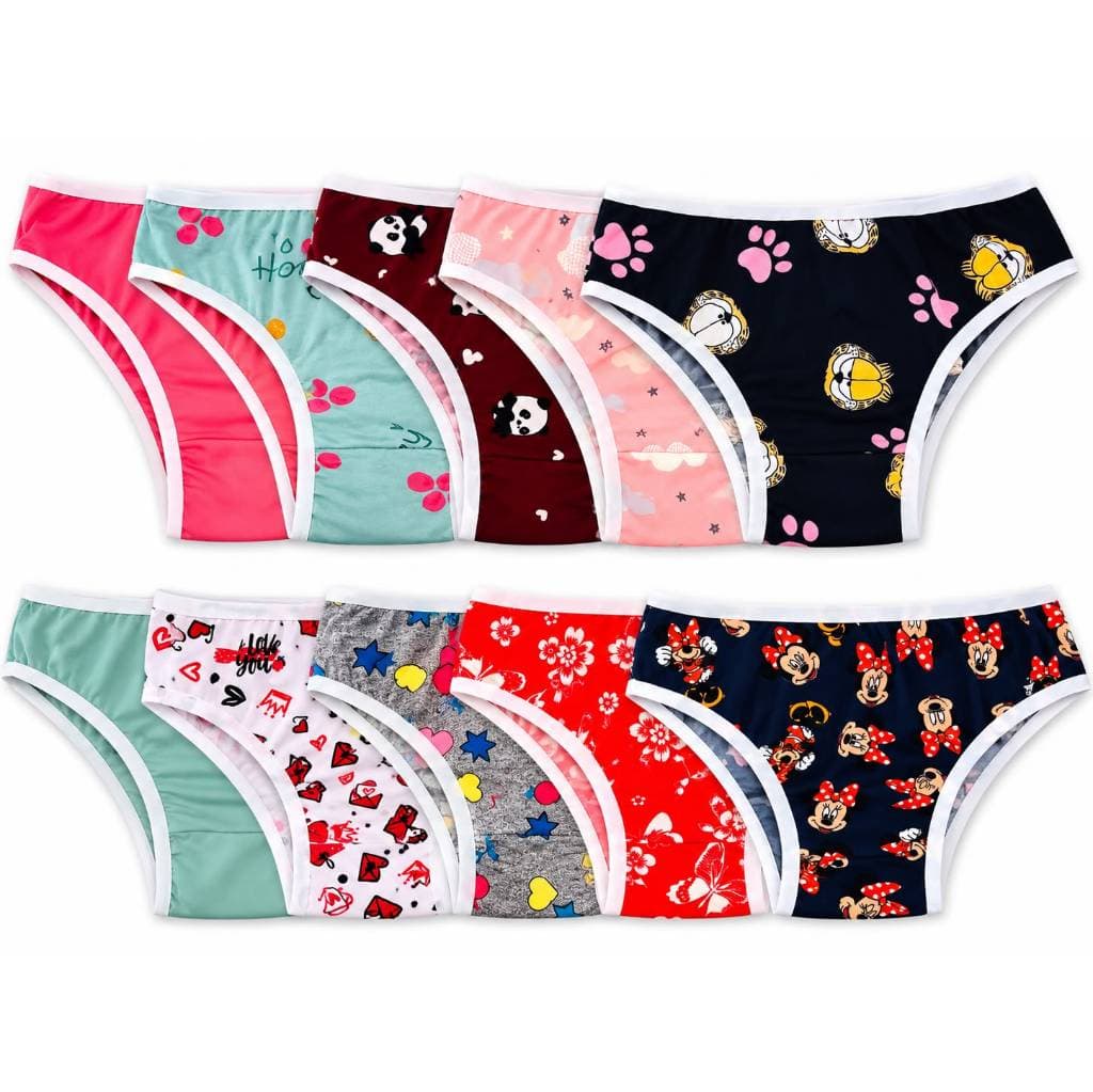Kit 10 Calcinhas Infantis Suede Estampado  1 a 10 anos meninas crianças