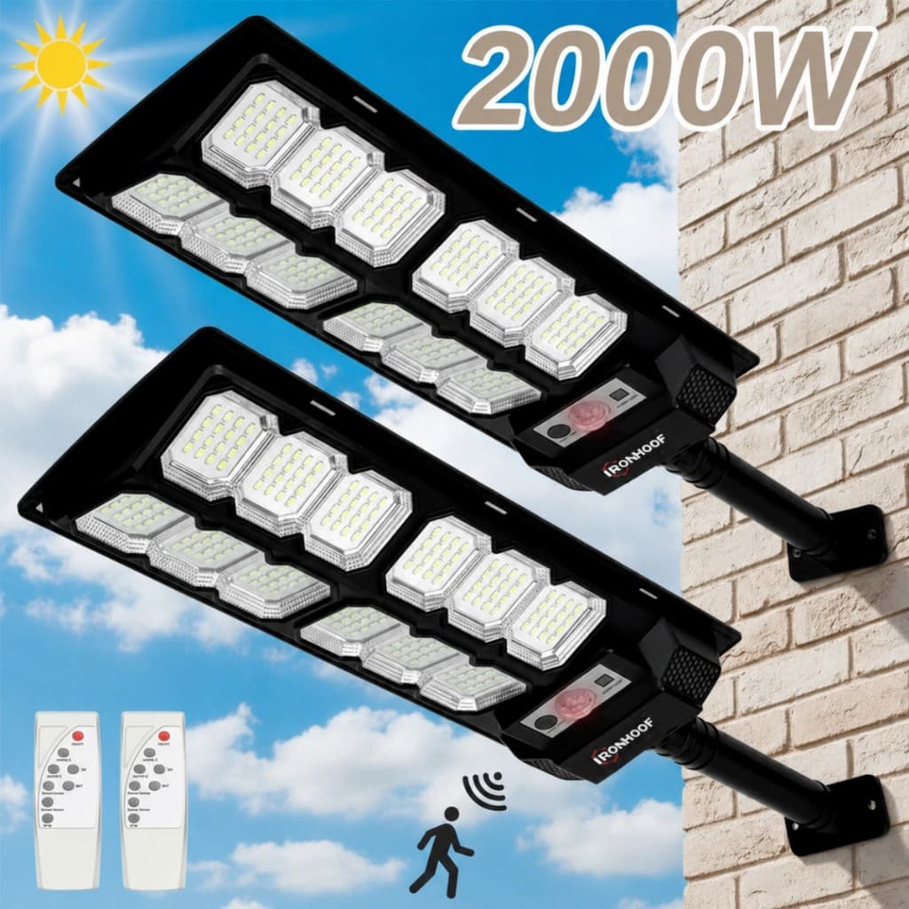 kit 2 Luminária Solar Externa Luz Solar Iluminação Externa 2000W/1800W/1600W