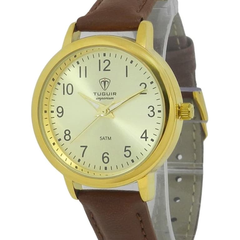 Relógio Feminino Tuguir Analógico Imperium TG30508 Dourado e Marrom (Resistente à água 5ATM, Vintage, Luxuoso, Charmoso)