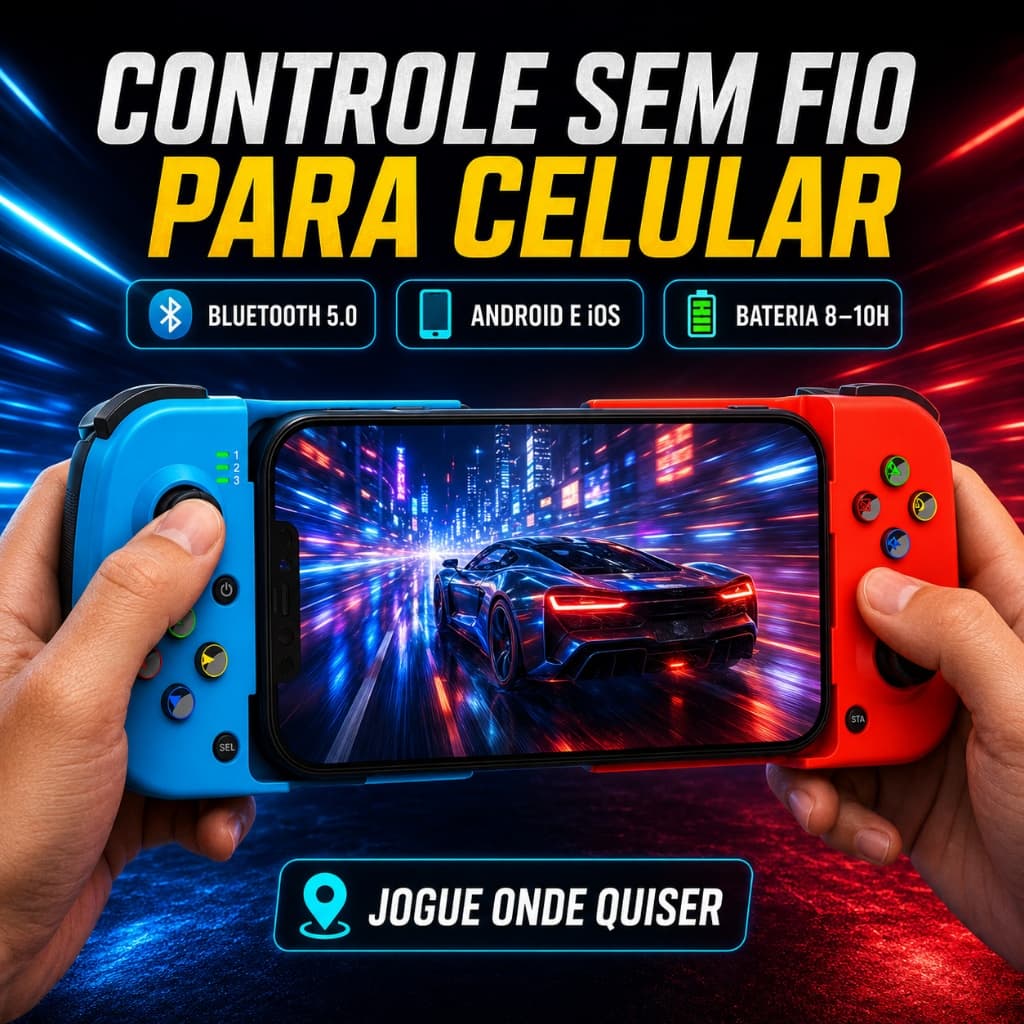Controle Gamepad Bluetooth 5.0 Joystick Sem Fio Para Celular Telescópico Android iOS iPhone PC Windows