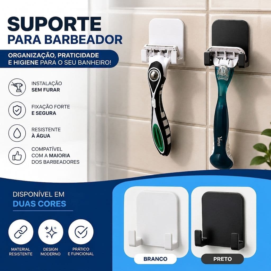 Kit 3 Suporte para Barbeador Gilette de Parede Porta Lamina Organizador para Banheiro