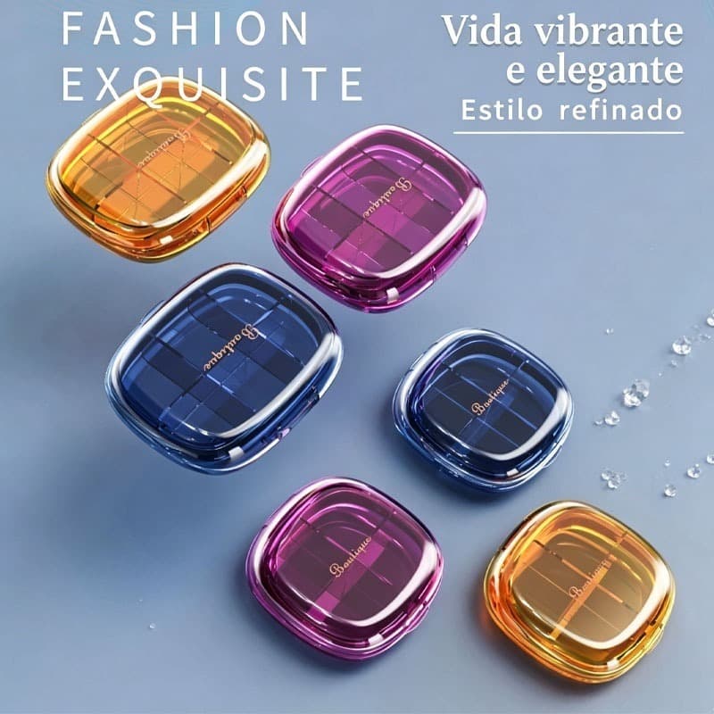Porta Comprimidos Portátil Luxo com Divisórias, Caixa Organizadora de Remédio, Vitaminas e Suplementos, à Prova de Umida