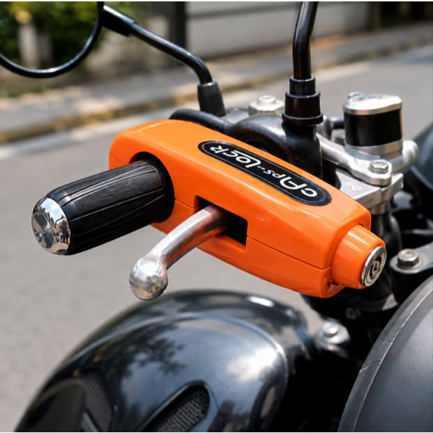 Trava de moto antifurto, chave cilíndrica e arruela resistente a riscos