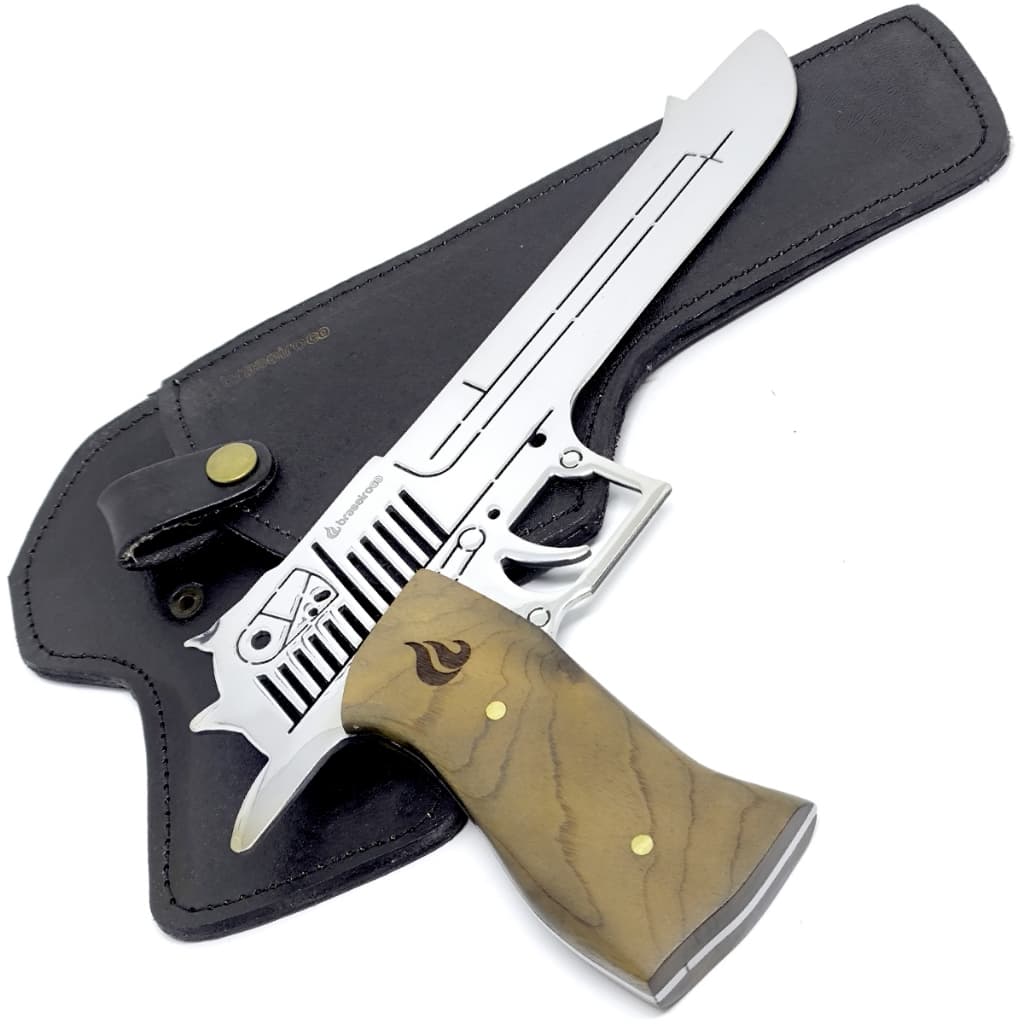 Faca Artesanal Tema Pistola para Churrasco Braseiro CO - Full Tang