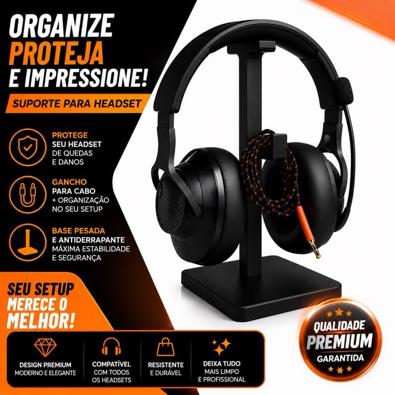 Suporte Headset Gamer Premium Organizador de Fone Base Estável