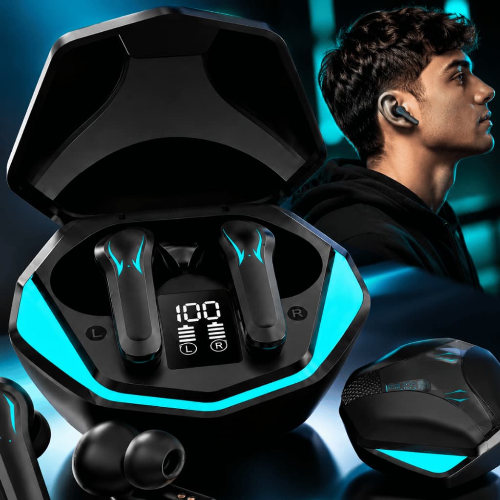 Fone De Ouvido Bluetooth 5.3 Gamer Earbuds TWS Sem Fio Com Led IPX4 Potente Alta Qualidade Academia Corrida Caminhada