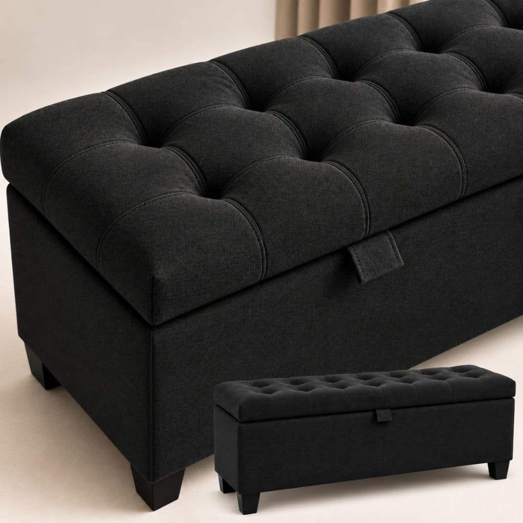 Baú Recamier 120cm Sapateira Estofada Organizador Puff para Quarto Casal Enxoval Pé da Cama hall de Entrada Guardar