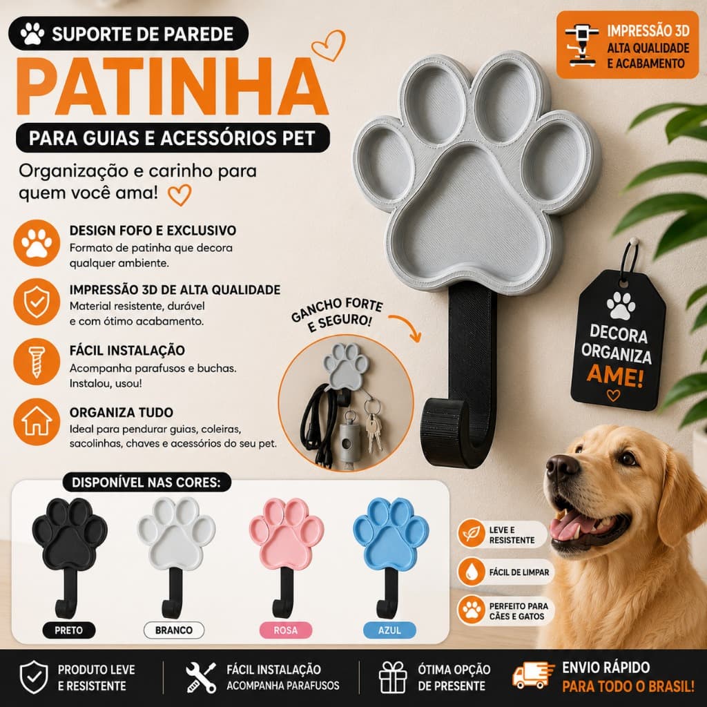 Suporte Patinha: Organização Pet com Estilo