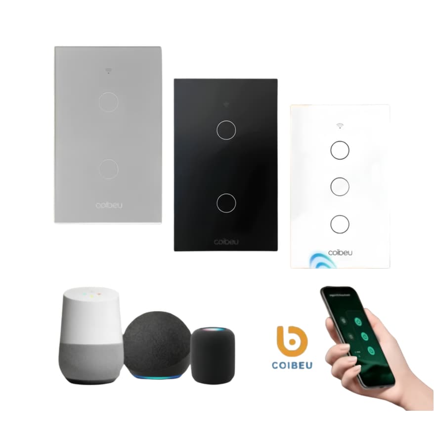 Interruptor Inteligente WiFi Touch 1/2/3/4 Botões Compatível com VOZ Alexa e Google Assistant COIBEU