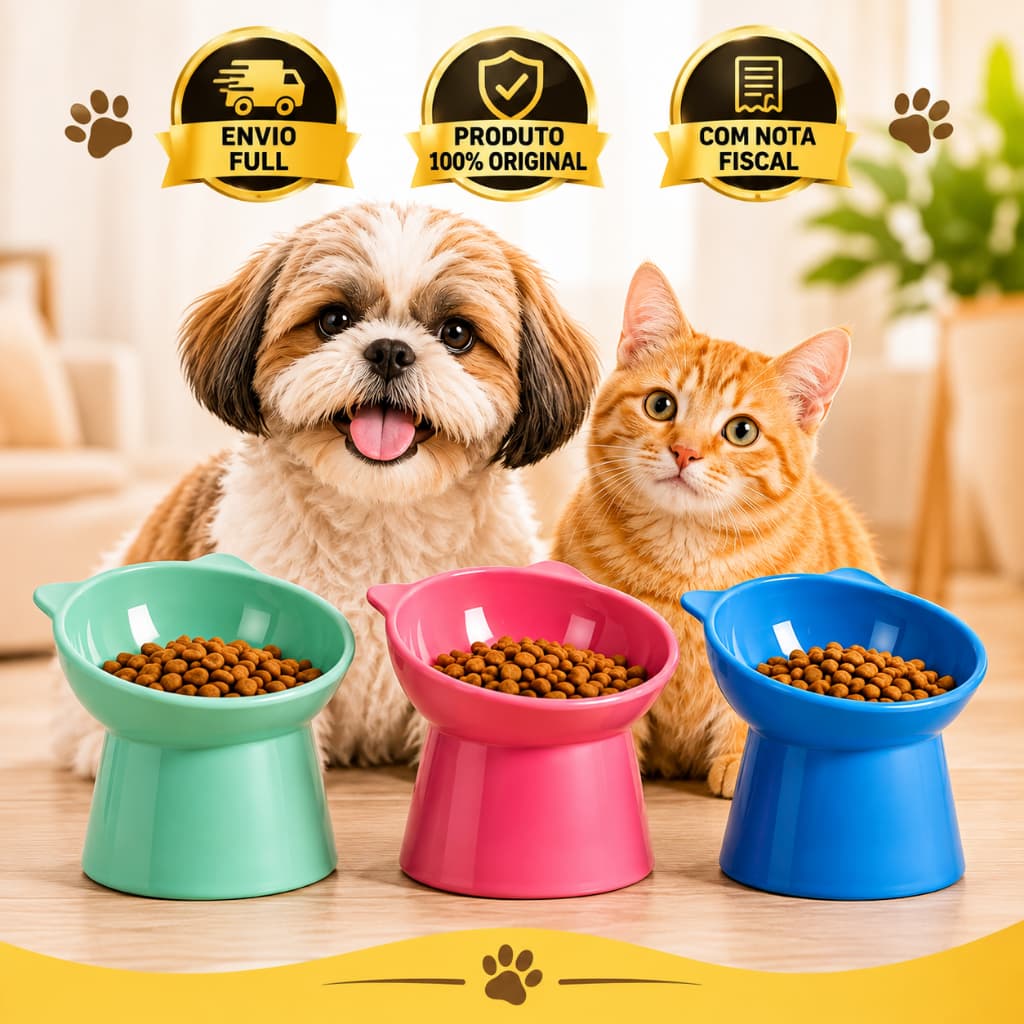 Comedouro Alto para Cães e Gatos