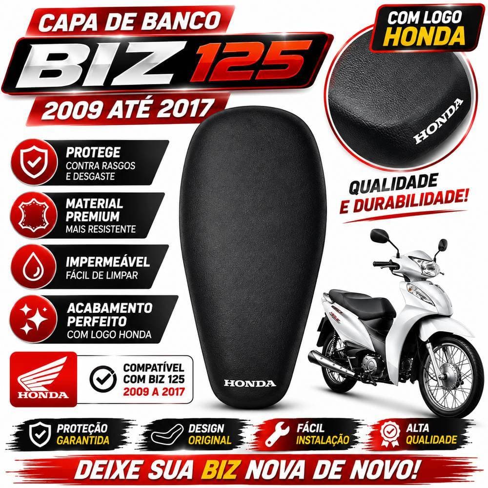 Capa Banco Moto Honda Biz 125 2009 2010 2011 2012 2013 2014 2015 2016 2017 Biz 100/110 2012 ate 2020