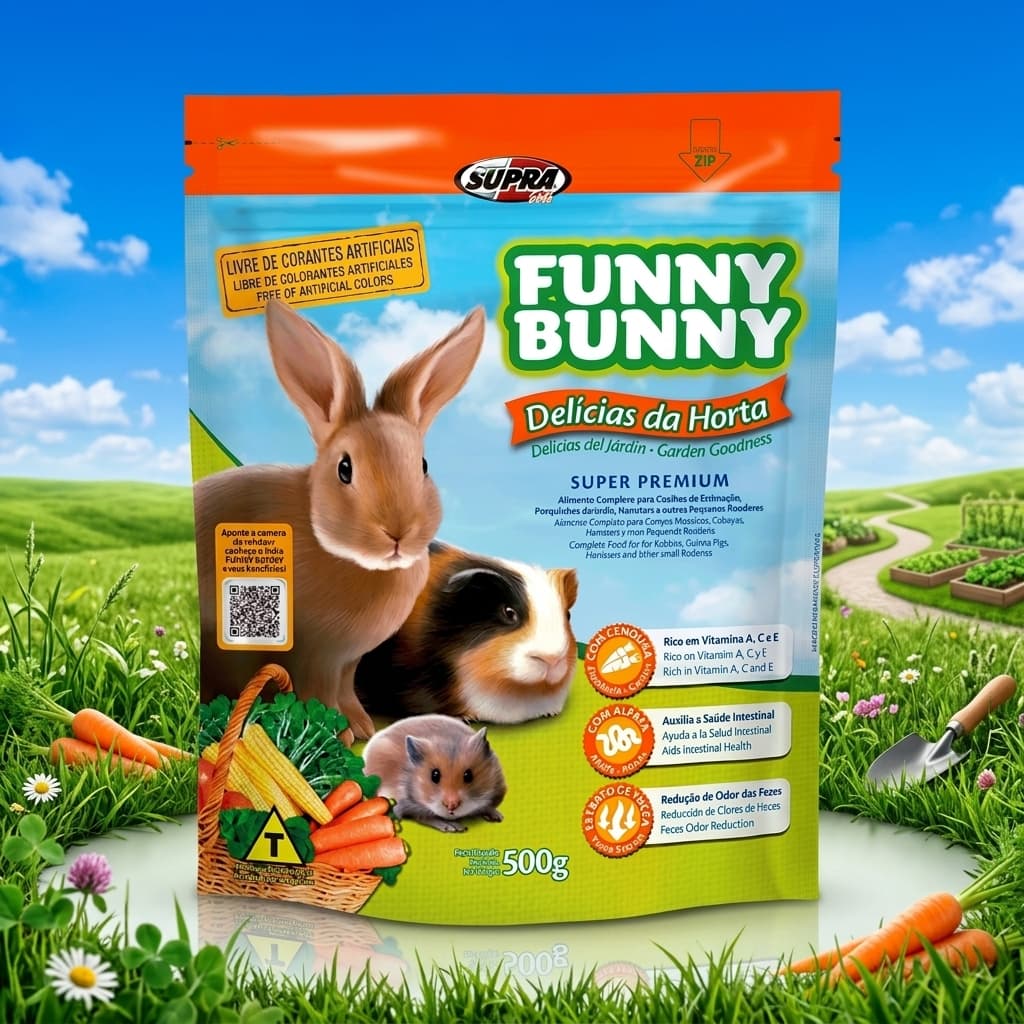 Ração Funny Bunny Delícias Da Horta 500g Supra Para Coelhos Roedores