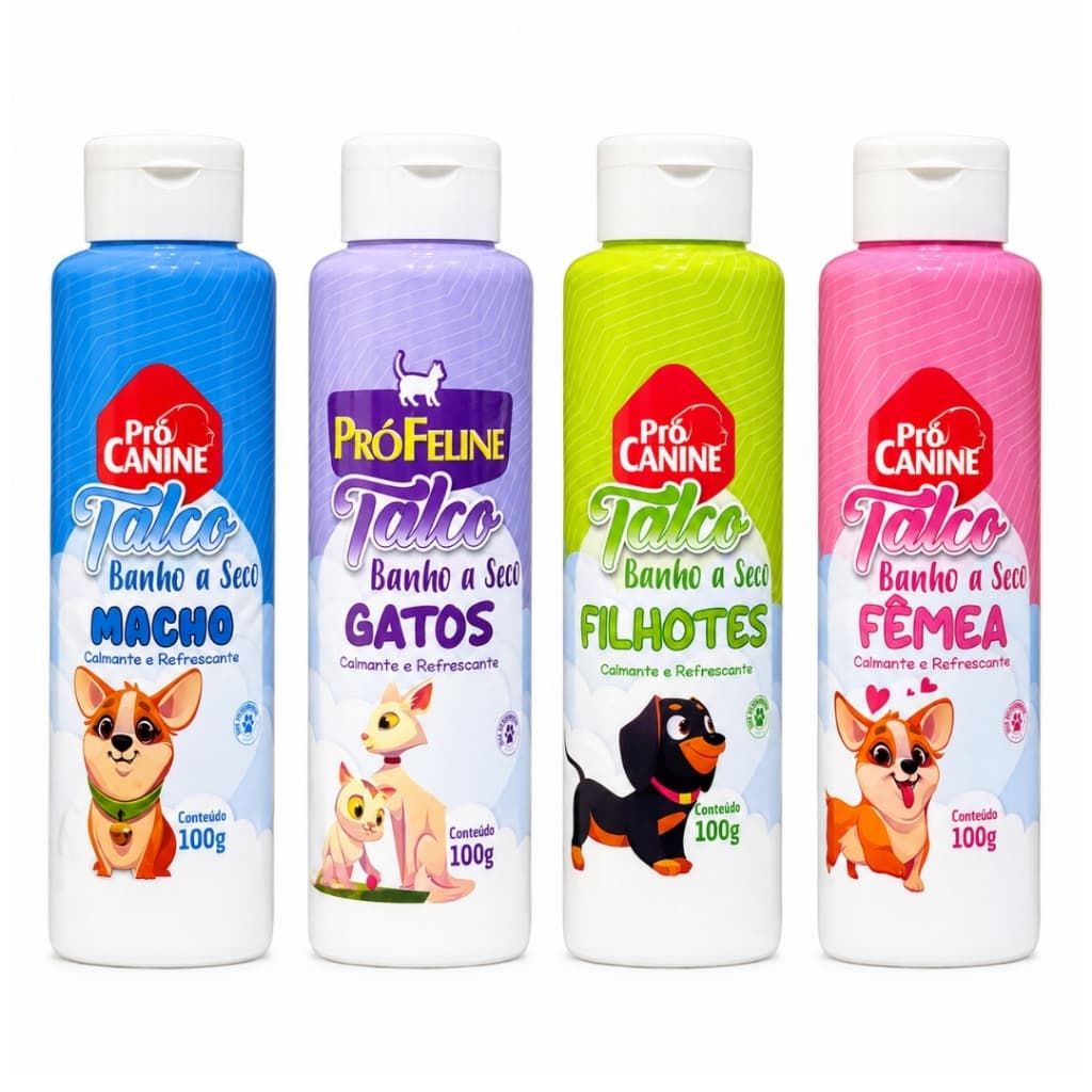 Talco Banho a Seco Pet Cães Cachorro Gato PróCanine 100g