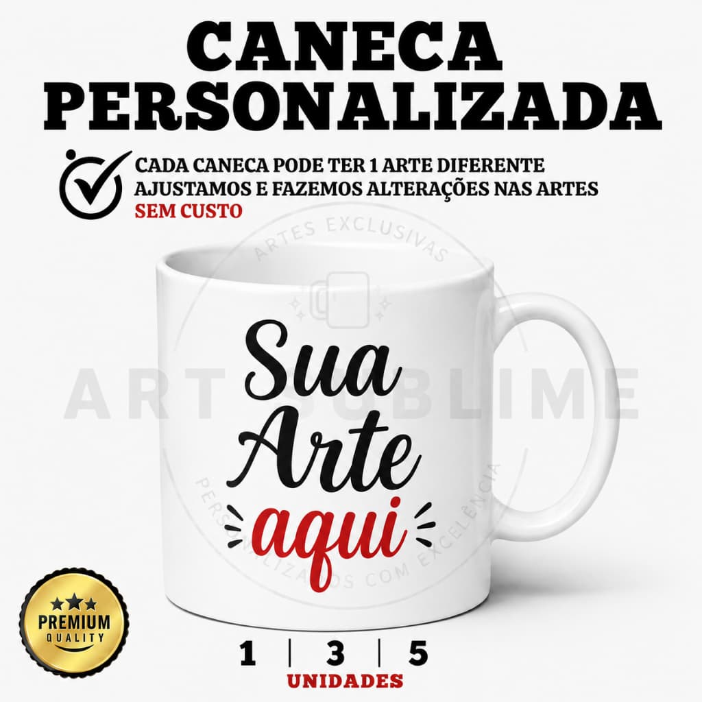 Canecas Personalizadas - Kit 01|03|05  | Empresas, Eventos e Confraternizações - 325ml em Porcelana