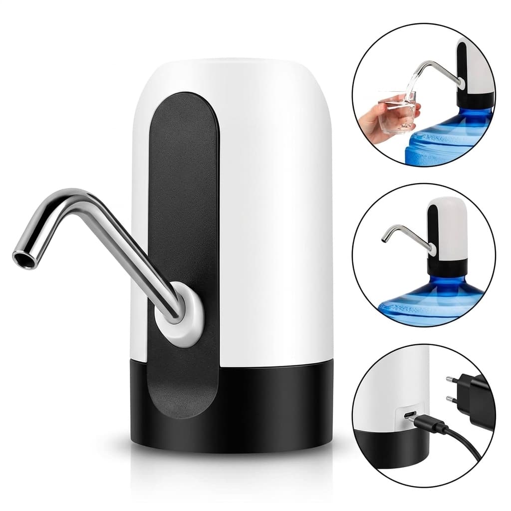 Filtro Dispenser Água Elétrico Recarregável USB Galão 10cm Bivolt