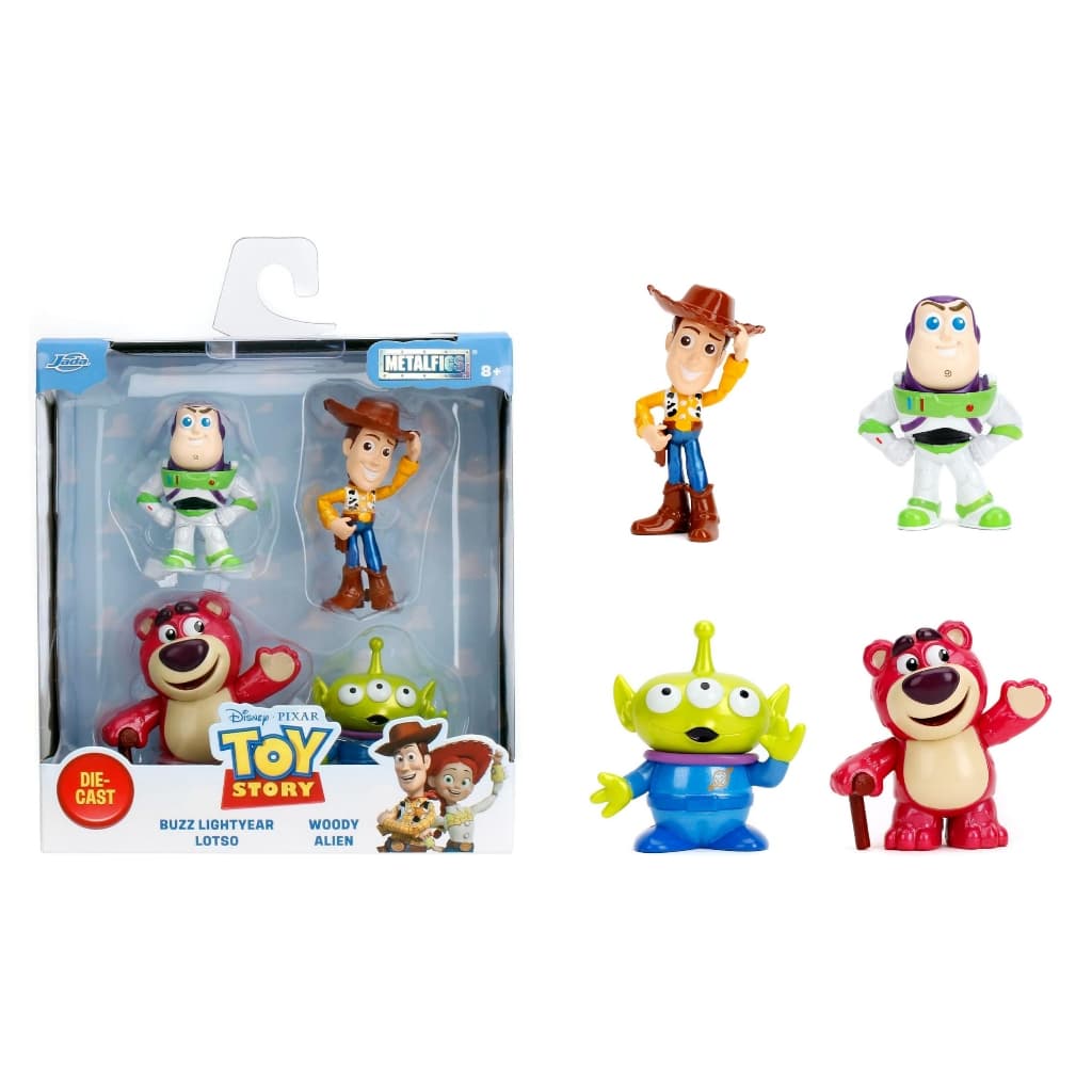 Kit 4 Miniaturas Toy Story Metalfigs Xerife Woody Buzz Lightyear e Brinquedos Jada Toys