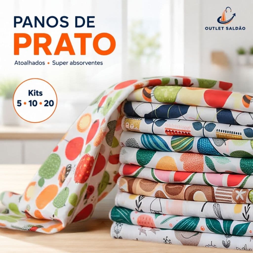 Kit Pano de Prato Atoalhado 35x55cm Estampas Sortidas Secagem Rápida 5 10 20 Unidades