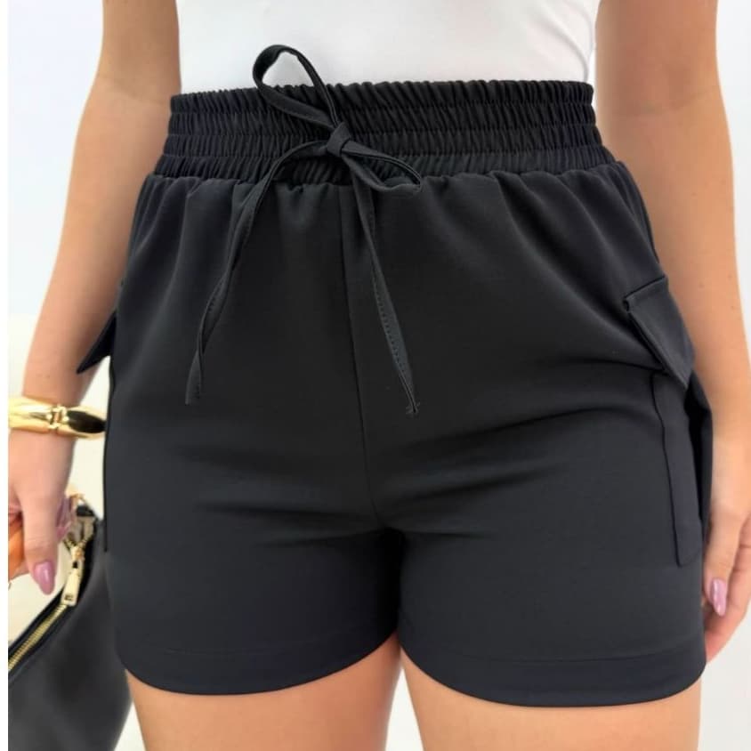 Short curto alfaitaria cargo moda feminina algodão short confortável cintura alta
