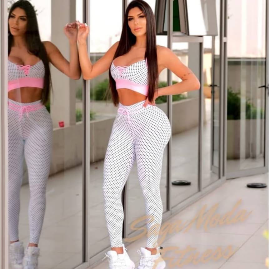 Conjunto Feminino Fitness Academia TOP LEGGING ALCINHA Empina Bumbum Roupa de Malhar