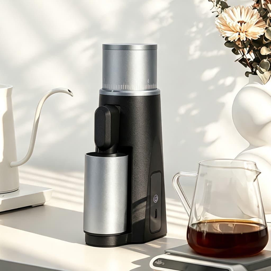 iCoffee Moedor de Café Elétrico Portátil Mini – Com Bateria, Lâmina Cônica 38mm, Ajuste Stepless, Recarga USB-C, Preto