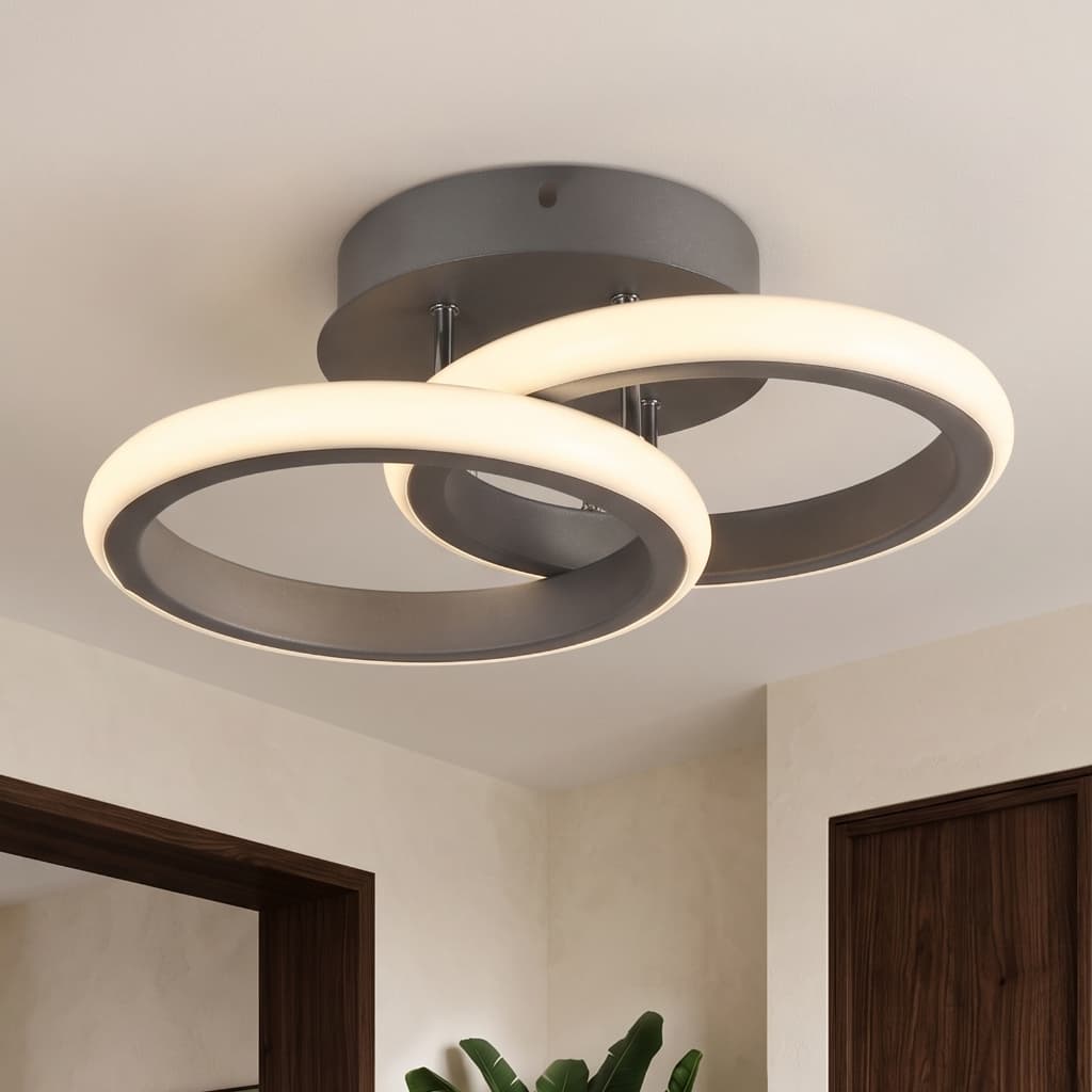 Luminaria Teto Pendente Led Plafon de Sobrepor Prateado Redonda 3 Cores para Quarto Sala Corredor Luminaria Teto Bancada