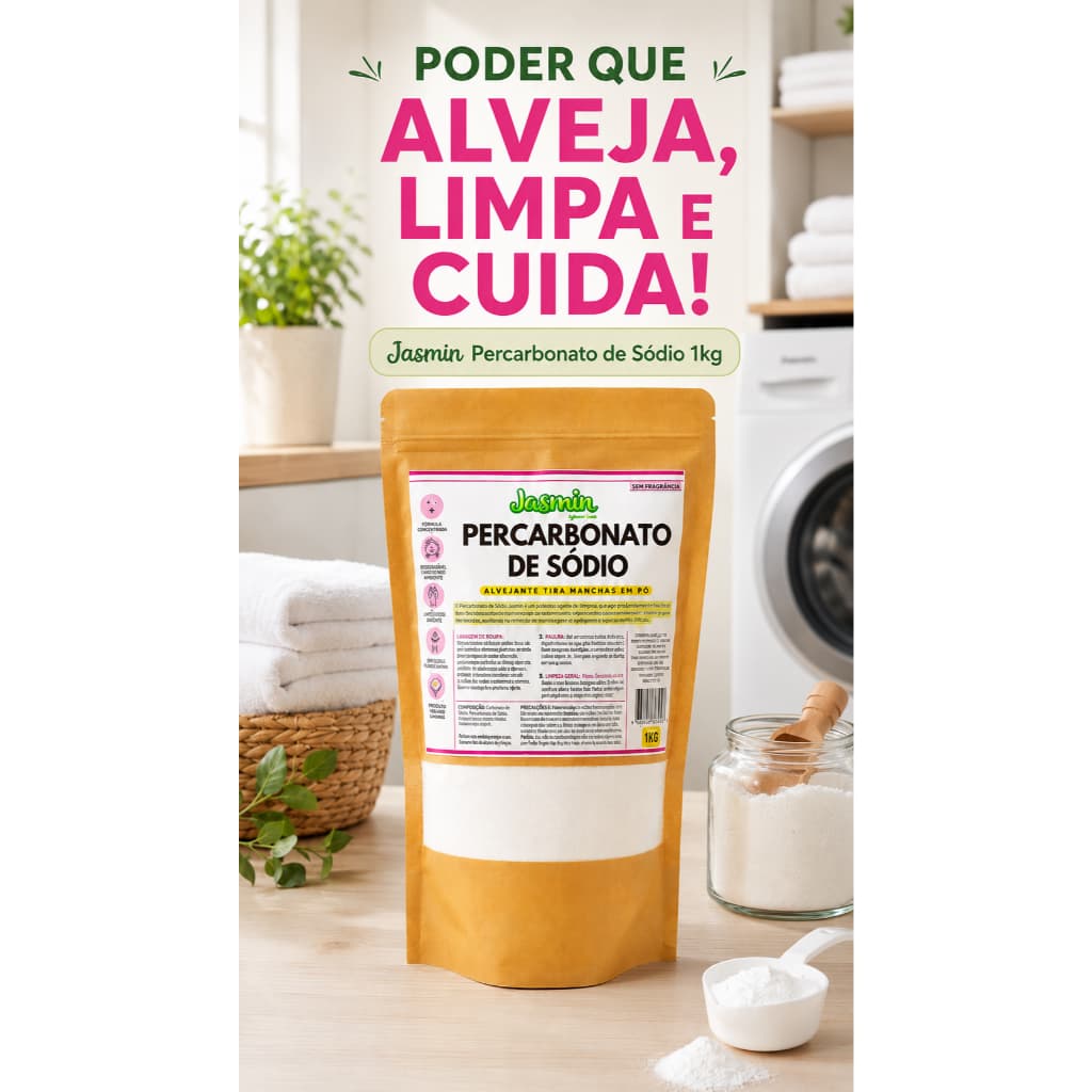 Percarbonato de Sódio - Alvejante Tira Manchas e Clareador de Roupas Granulado 1KG - multifuncional