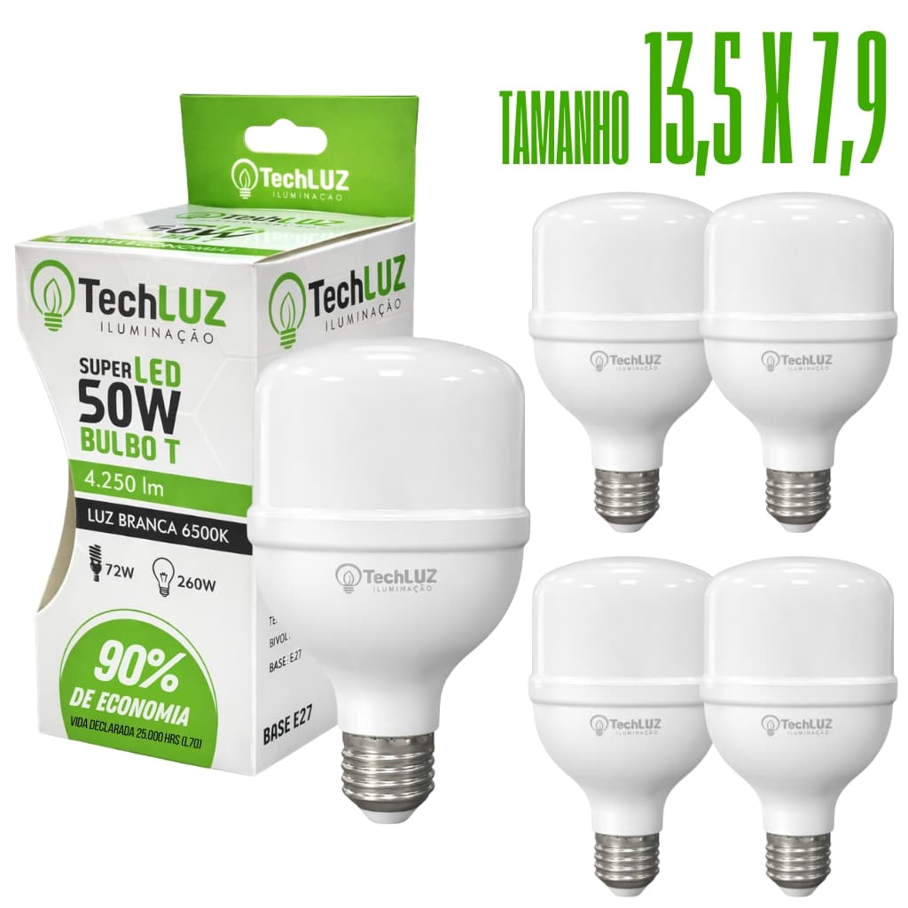 Kit 5 Lâmpadas Led 50W Bulbo 6500k Branco Frio (LUZ BRANCA) E27 Bivolt Inmetro Econômica