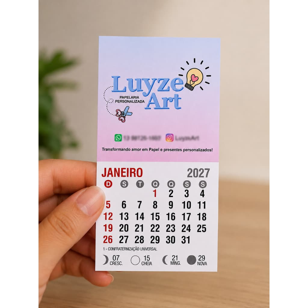 Mini Calendário Personalizado 2027 com Logomarca *NÃO MONTAMOS A ARTE*
