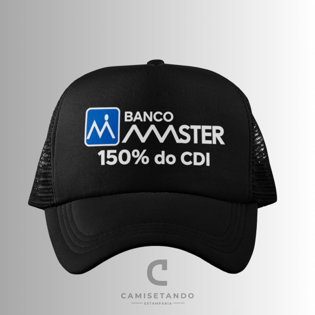 Boné Trucker Ajustável Banco Master 150% CDI Moda Meme Financeiro Masculina Feminina Unissex