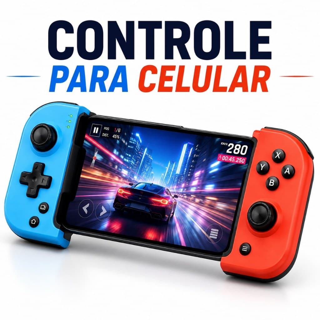 Controle Gamepad Bluetooth 5.0 para Celular Android iOS Extensível com Bateria 350mAh