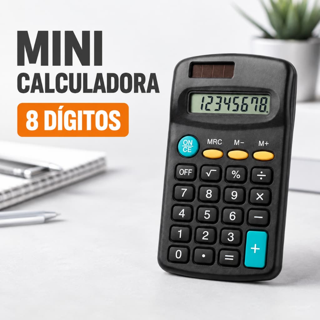 Kit Mini Calculadora 8 Dígitos Portátil Escolar Escritório Comércio Praticidades 6 7 8 ou 10 Unidades