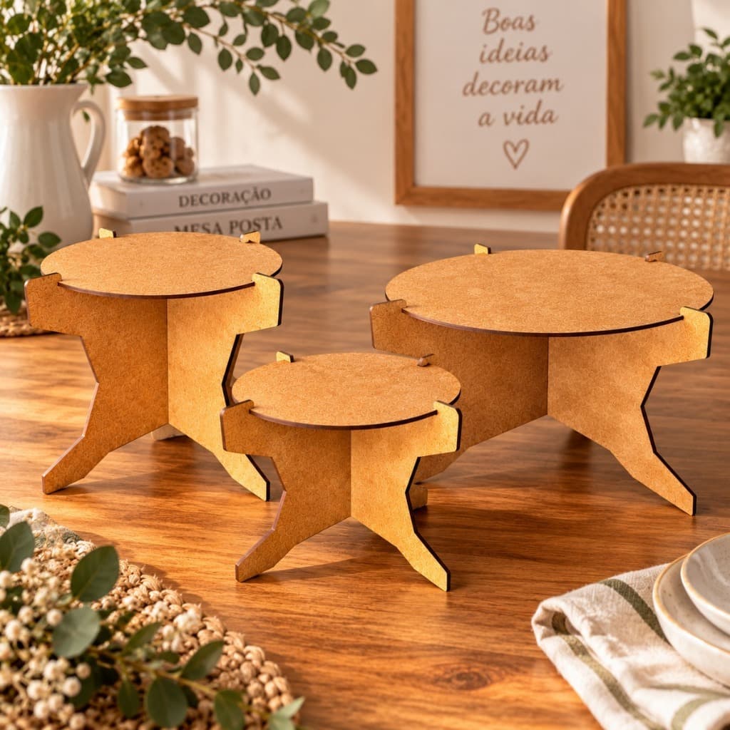 Suporte MDF Redondo 3 Tamanhos para Doces Festa Decoração Mesa