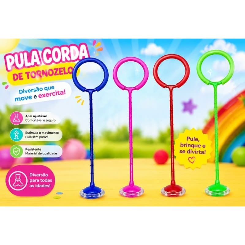 Pula Corda de Tornozelo com Luz LED Infantil Skip Ball Brinquedo Colorido