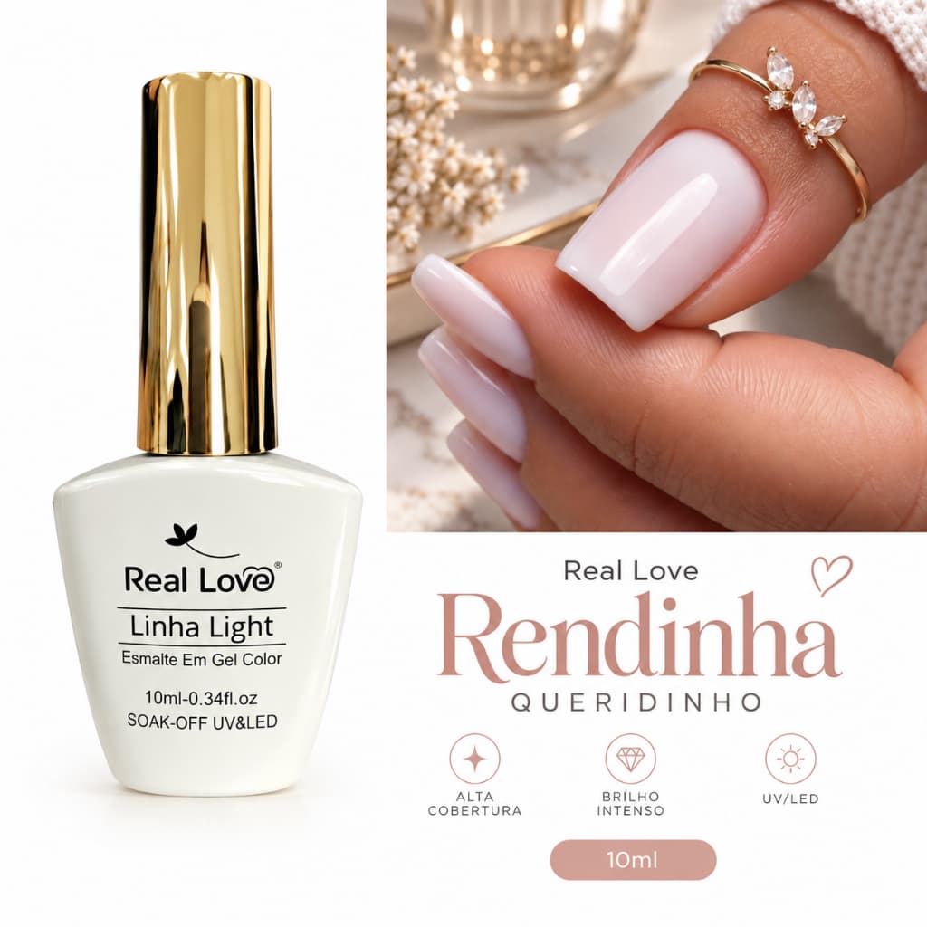 Esmalte em Gel Renda Perfeito Real Love - UV/LED Camada única Francesinha