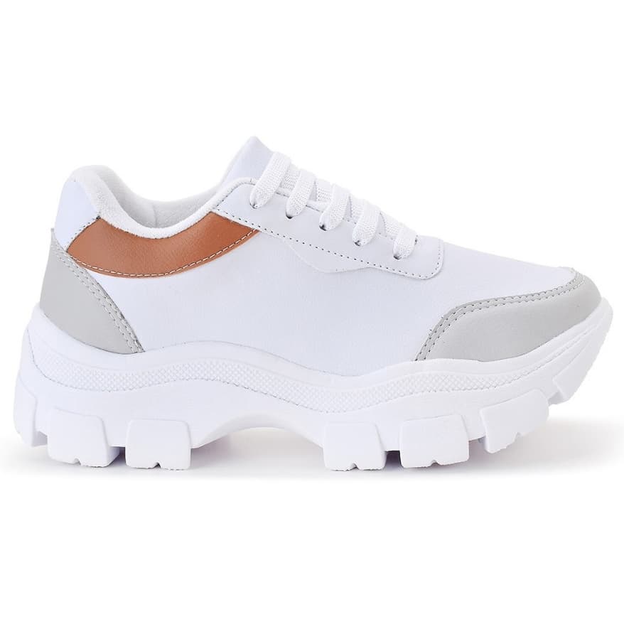 Tênis Feminino Estiloso Chunky Blogueira Branco Confortável Branco